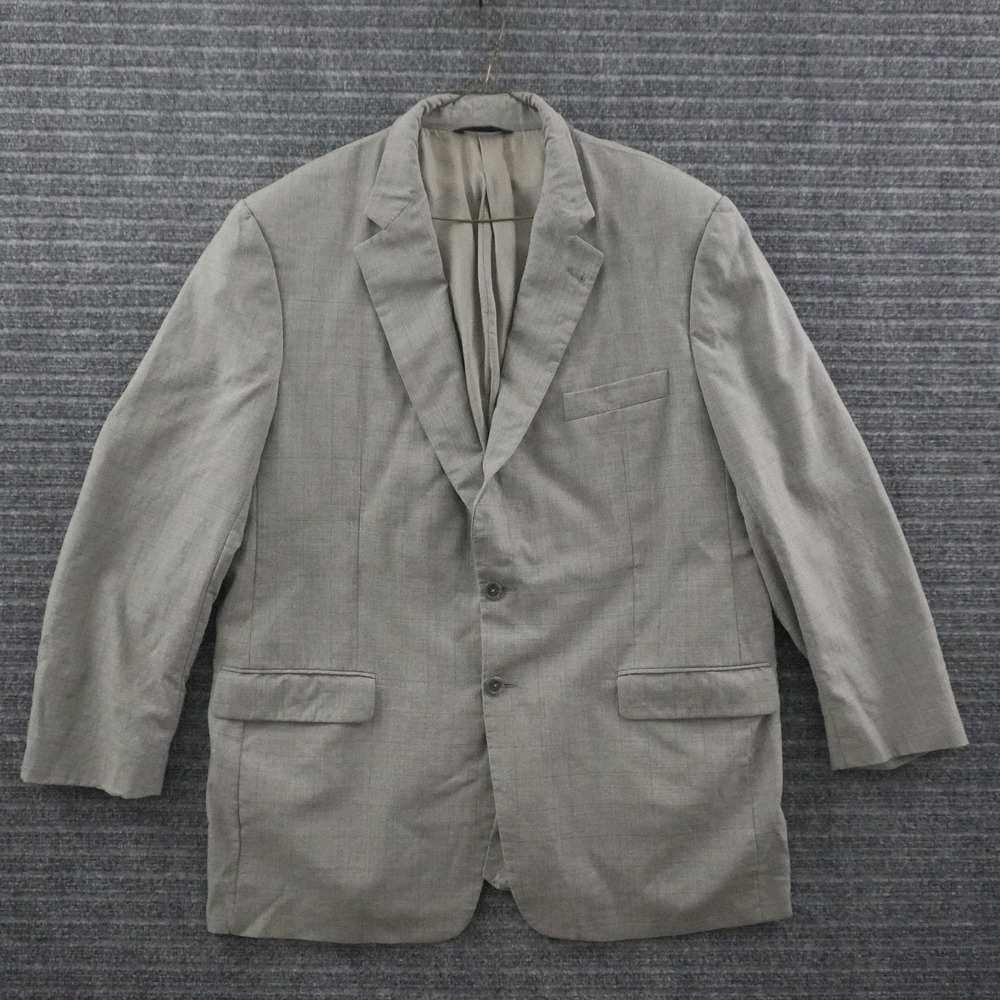 Burberry London Blazer Mens 46 Long Grey Windowpane Check Wool Sport Coat